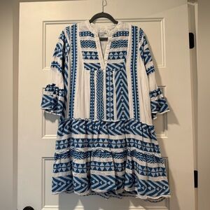 THML Blue and White Geometric Pattern Dress